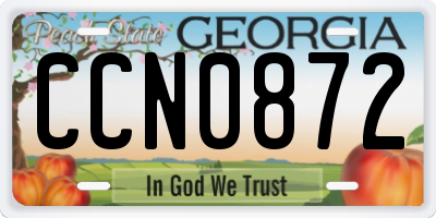 GA license plate CCN0872