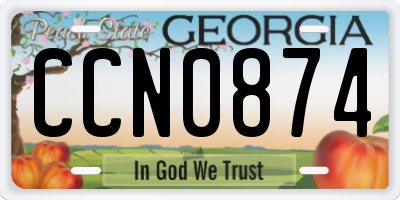 GA license plate CCN0874