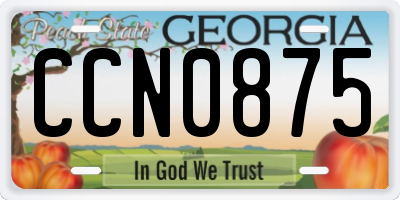 GA license plate CCN0875