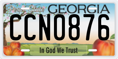 GA license plate CCN0876