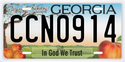 GA license plate CCN0914