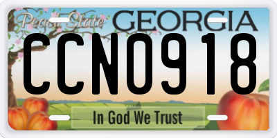 GA license plate CCN0918