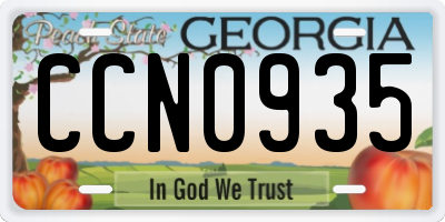 GA license plate CCN0935