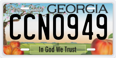 GA license plate CCN0949