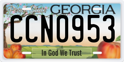 GA license plate CCN0953