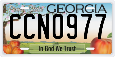GA license plate CCN0977