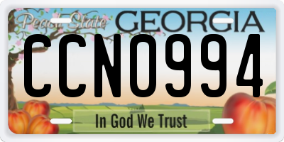 GA license plate CCN0994