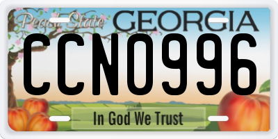 GA license plate CCN0996