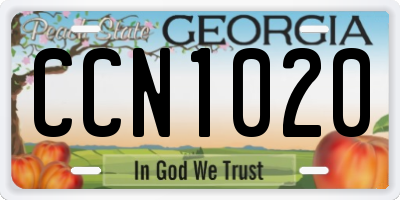 GA license plate CCN1020
