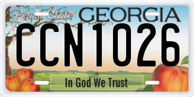 GA license plate CCN1026