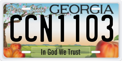 GA license plate CCN1103