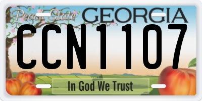 GA license plate CCN1107