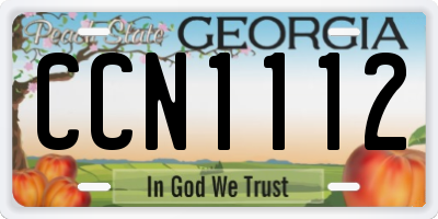GA license plate CCN1112