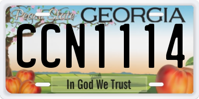 GA license plate CCN1114