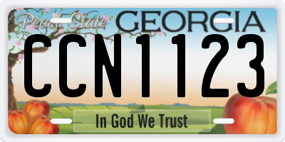 GA license plate CCN1123