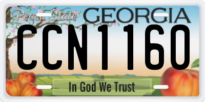 GA license plate CCN1160
