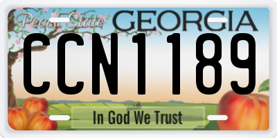 GA license plate CCN1189