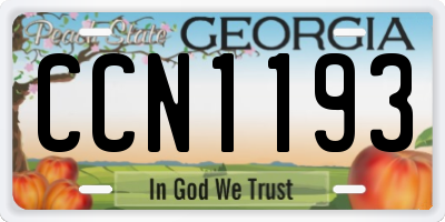 GA license plate CCN1193