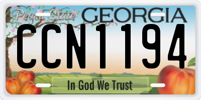 GA license plate CCN1194