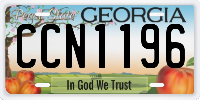 GA license plate CCN1196