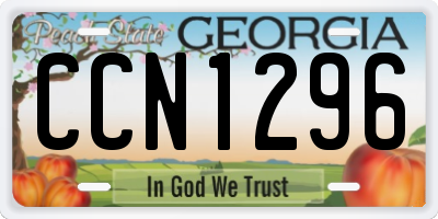 GA license plate CCN1296