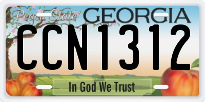 GA license plate CCN1312
