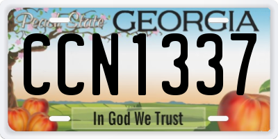 GA license plate CCN1337