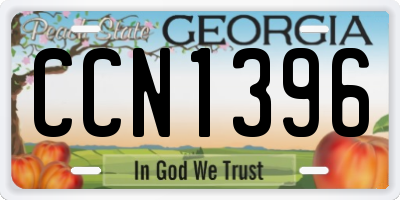 GA license plate CCN1396