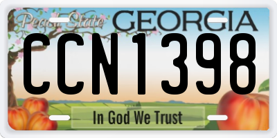 GA license plate CCN1398