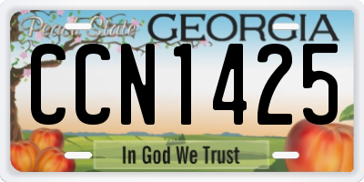 GA license plate CCN1425
