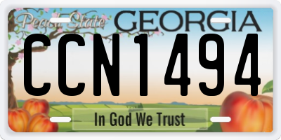GA license plate CCN1494