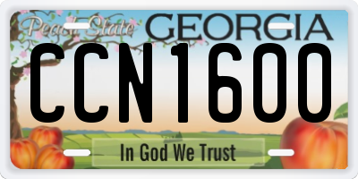 GA license plate CCN1600