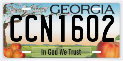 GA license plate CCN1602