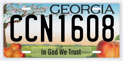GA license plate CCN1608