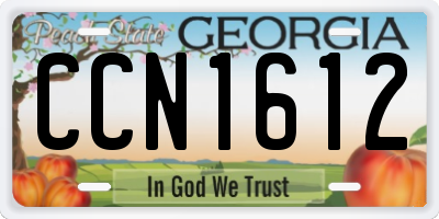 GA license plate CCN1612