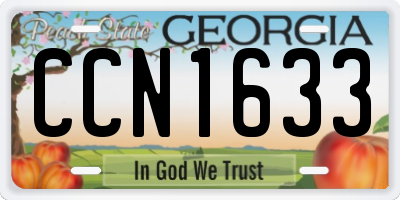 GA license plate CCN1633