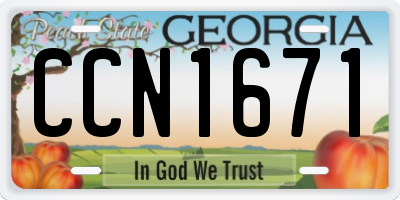 GA license plate CCN1671