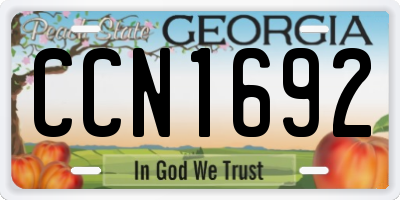 GA license plate CCN1692