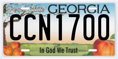 GA license plate CCN1700