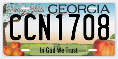 GA license plate CCN1708