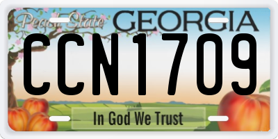 GA license plate CCN1709