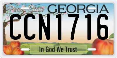 GA license plate CCN1716