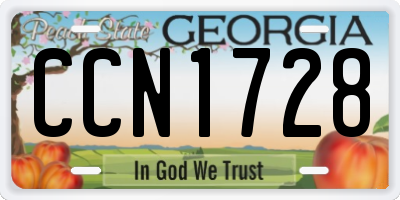 GA license plate CCN1728