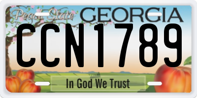 GA license plate CCN1789