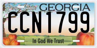 GA license plate CCN1799