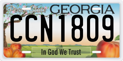 GA license plate CCN1809