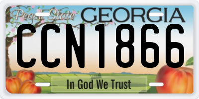 GA license plate CCN1866