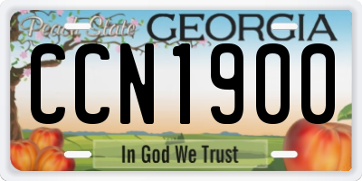 GA license plate CCN1900