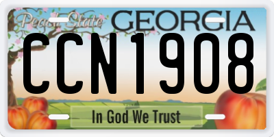 GA license plate CCN1908