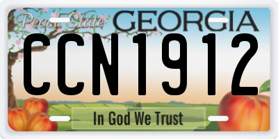 GA license plate CCN1912